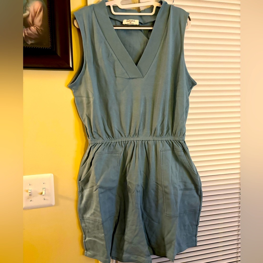 NWOT Zenana Light Blue Romper, 1X